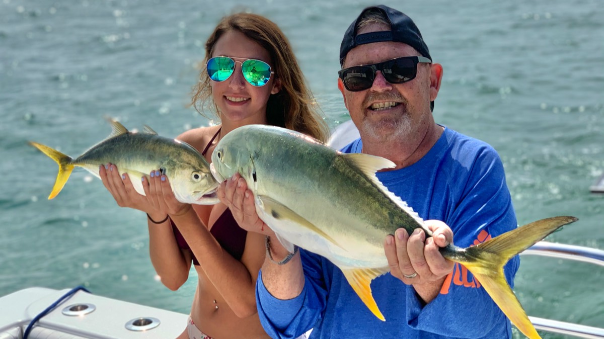 Father and Daughter on Reef Fishing Charter in Hilton Head